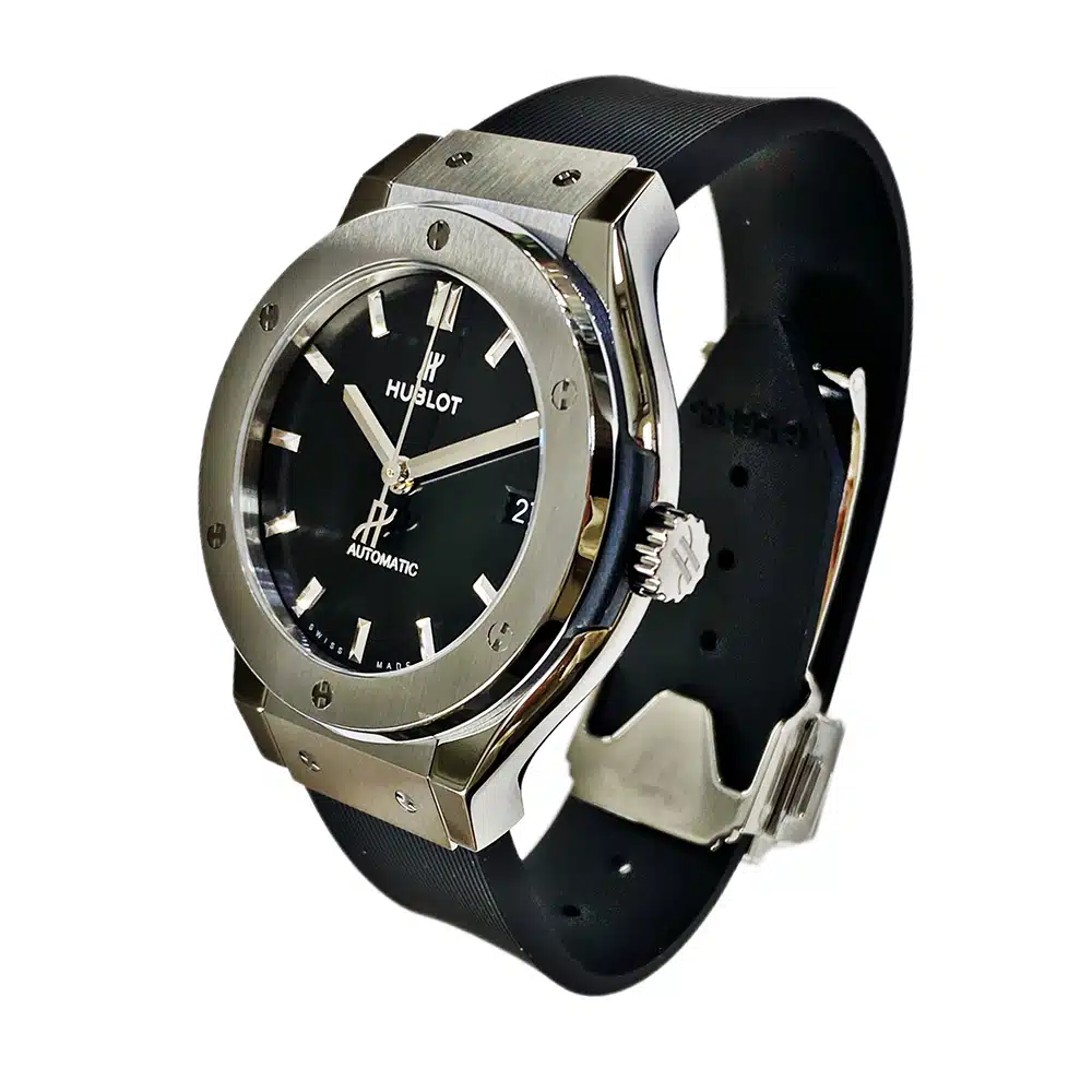 Hublot Classic Fusion 38mm 565.NX.1470.RX Titanium With Black Rubber Watch Black Dial – image 6