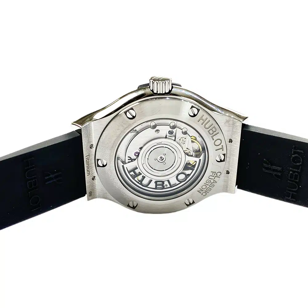 Hublot Classic Fusion 38mm 565.NX.1470.RX Titanium With Black Rubber Watch Black Dial – image 5