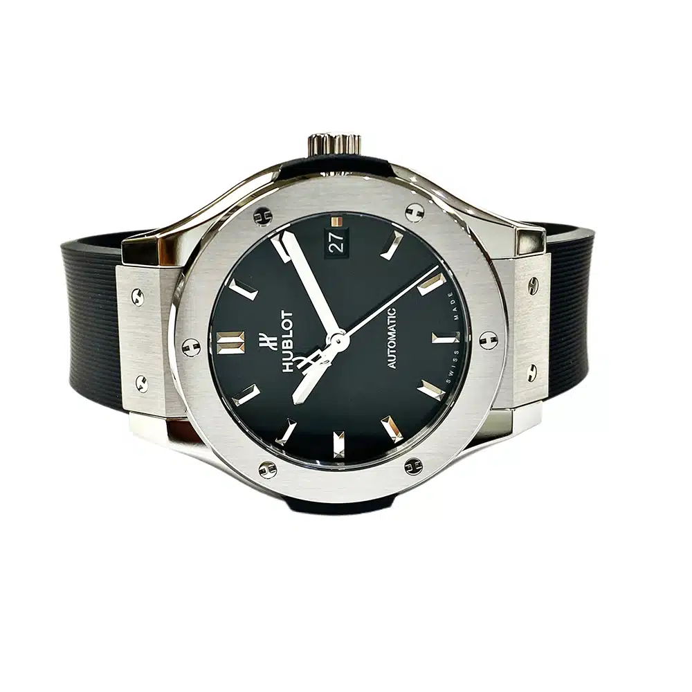 Hublot Classic Fusion 38mm 565.NX.1470.RX Titanium With Black Rubber Watch Black Dial – image 3