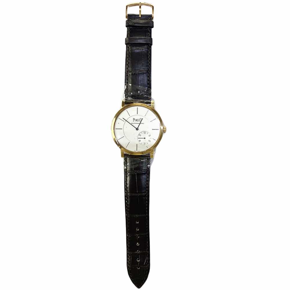 Piaget Altiplano 43mm G0A35131 Rose Gold with Brown Leather Watch Silver Dial