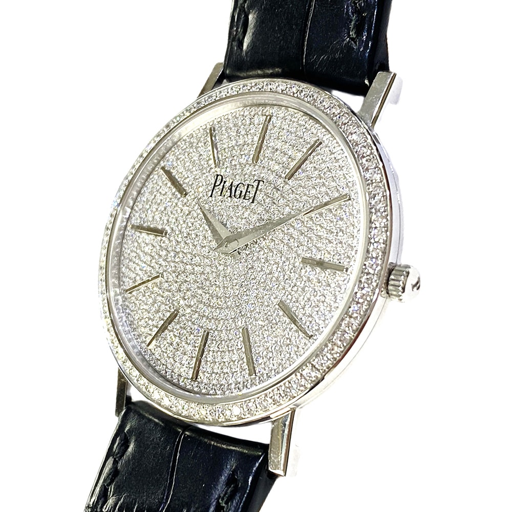 Piaget Altiplano 34mm G0A36128 White Gold with Black Crocodile Leather Watch Pave Diamond Dial 2018
