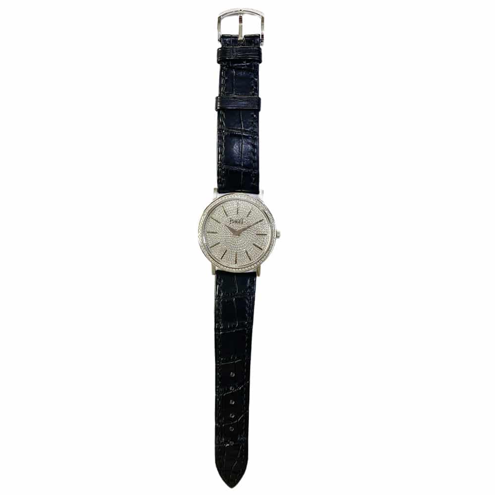 Piaget Altiplano 34mm G0A36128 White Gold with Black Crocodile Leather Watch Pave Diamond Dial 2018