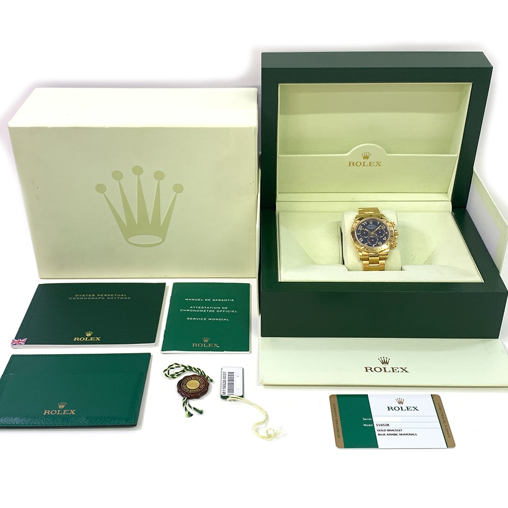 Rolex Cosmograph Daytona Blue Dial 40mm Oyster 116528 Yellow Gold Watch 2013