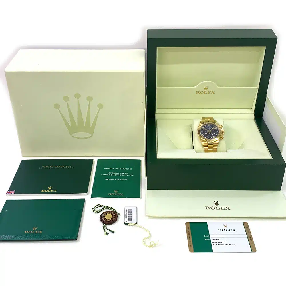 Rolex Cosmograph Daytona Blue Dial 40mm Oyster 116528 Yellow Gold Watch 2013 – image 8