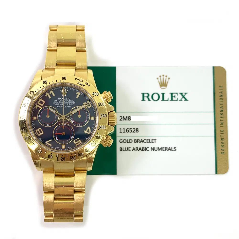 Rolex Cosmograph Daytona Blue Dial 40mm Oyster 116528 Yellow Gold Watch 2013 – image 3