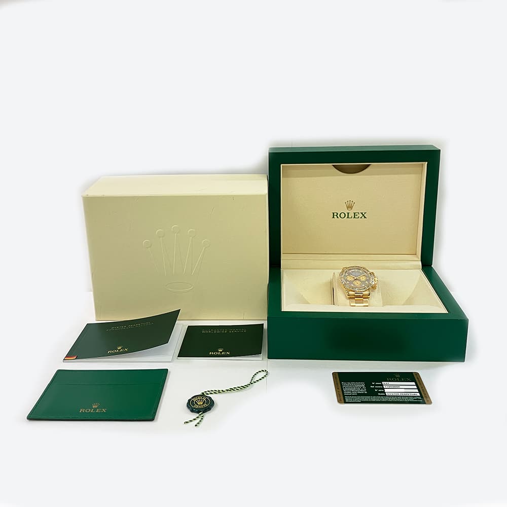 Rolex Cosmograph Daytona 40mm Oyster 116568BR Yellow Gold Watch Black MOP Diamond Dial 2012