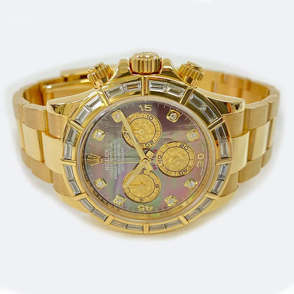 Rolex Cosmograph Daytona 40mm Oyster 116568BR Yellow Gold Watch Black MOP Diamond Dial 2012 – image 4