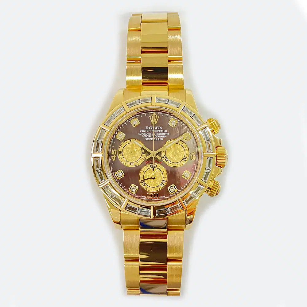 Rolex Cosmograph Daytona 40mm Oyster 116568BR Yellow Gold Watch Black MOP Diamond Dial 2012 – image 3