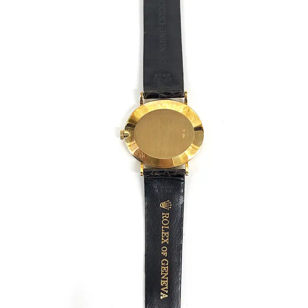 Rolex Cellini 4083 Yellow Gold With Black Leather Watch Champagne Dial – image 3
