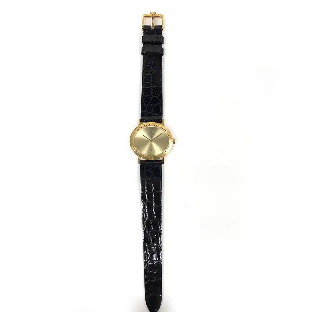Rolex Cellini 4083 Yellow Gold With Black Leather Watch Champagne Dial – image 2