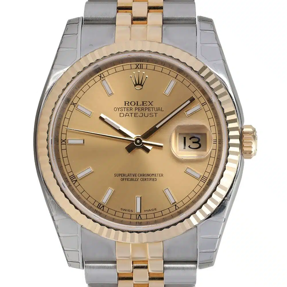 Rolex Datejust 116233 Champagne Index Stainless Steel With Yellow Gold Watch