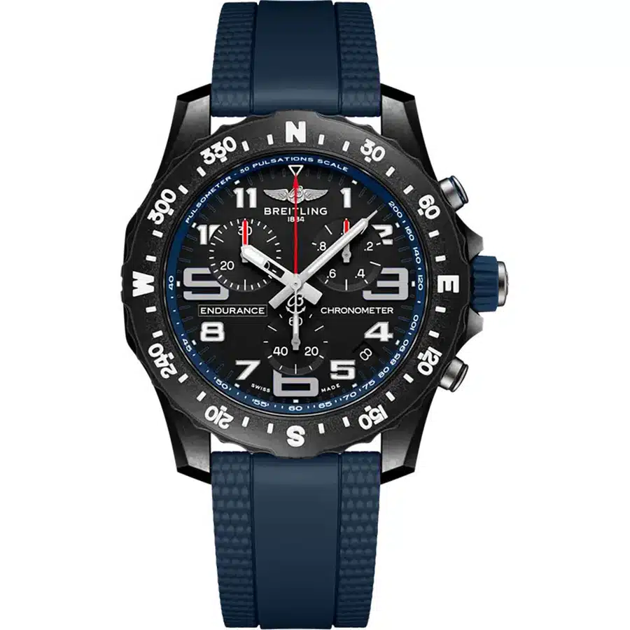 Breitling Endurance Pro X82310D51B1S2 Breitlight Case With Blue Rubber Watch Black Dial