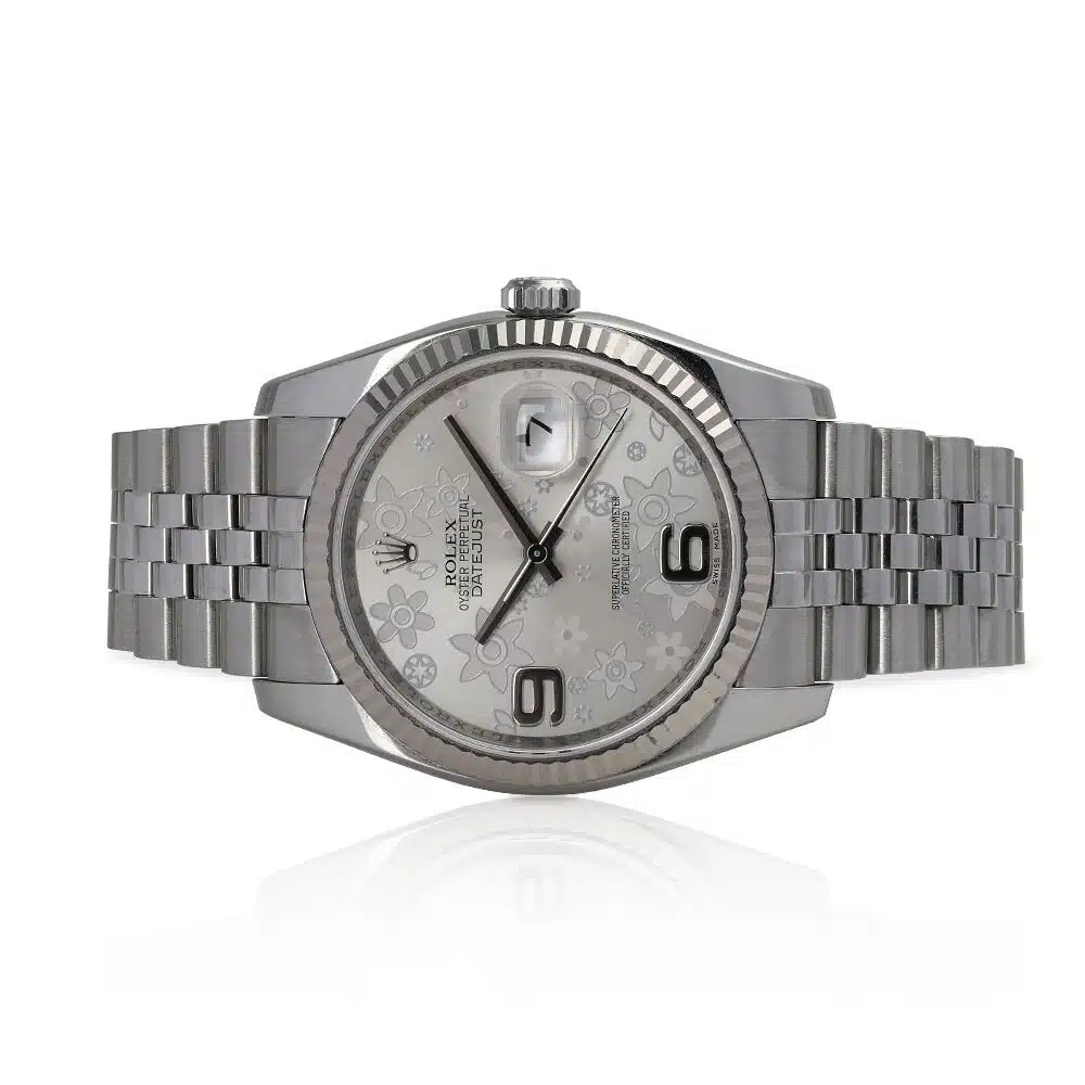 Rolex Datejust 36mm 116234 Steel & White Gold Watch Silver Flower Dial – image 5