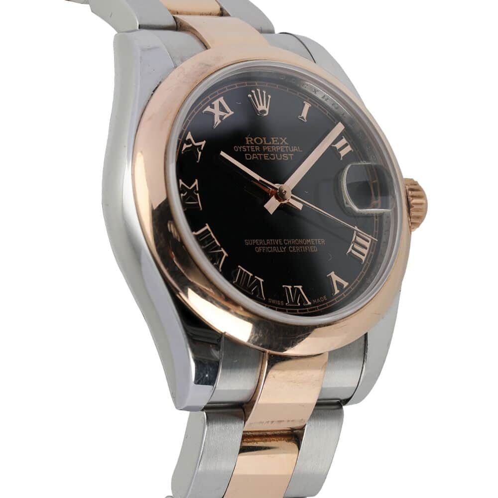 Rolex Datejust 31mm 178241 Steel & Pink Gold Watch Black Roman Dial