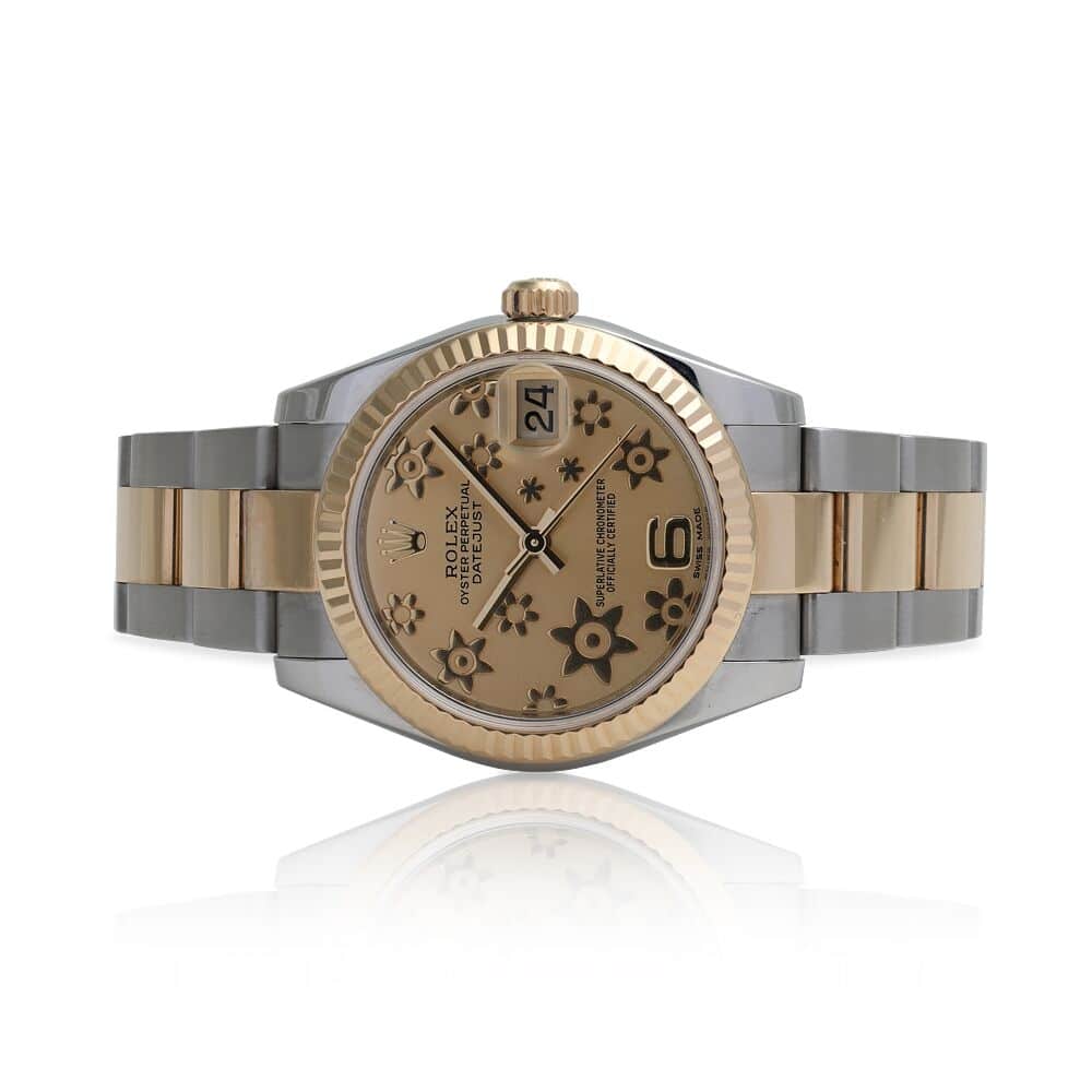 Rolex Datejust 31mm 178273-0093 Champagne Flower Dial Oyster Bracelet Two Tone Watch