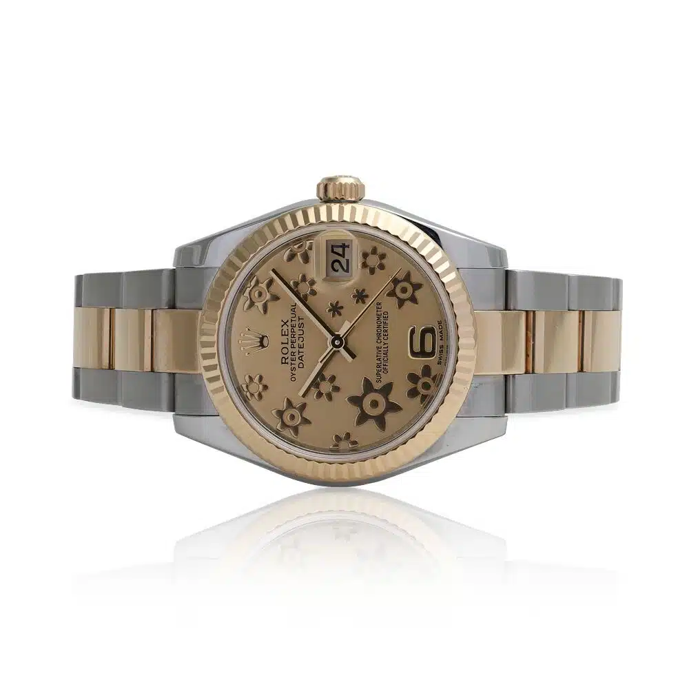 Rolex Datejust 31mm 178273-0093 Champagne Flower Dial Oyster Bracelet Two Tone Watch – image 7