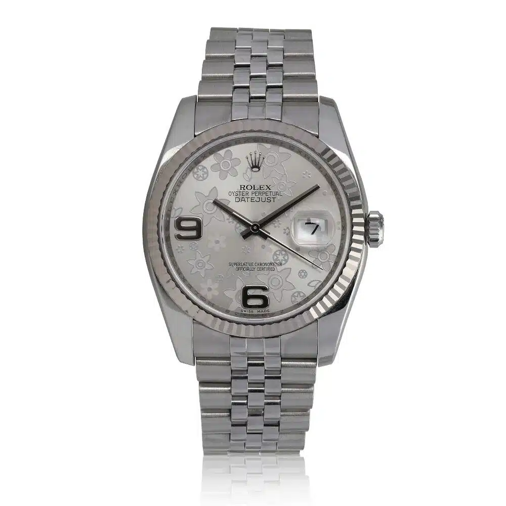 Rolex Datejust 36mm 116234 Steel & White Gold Watch Silver Flower Dial – image 4