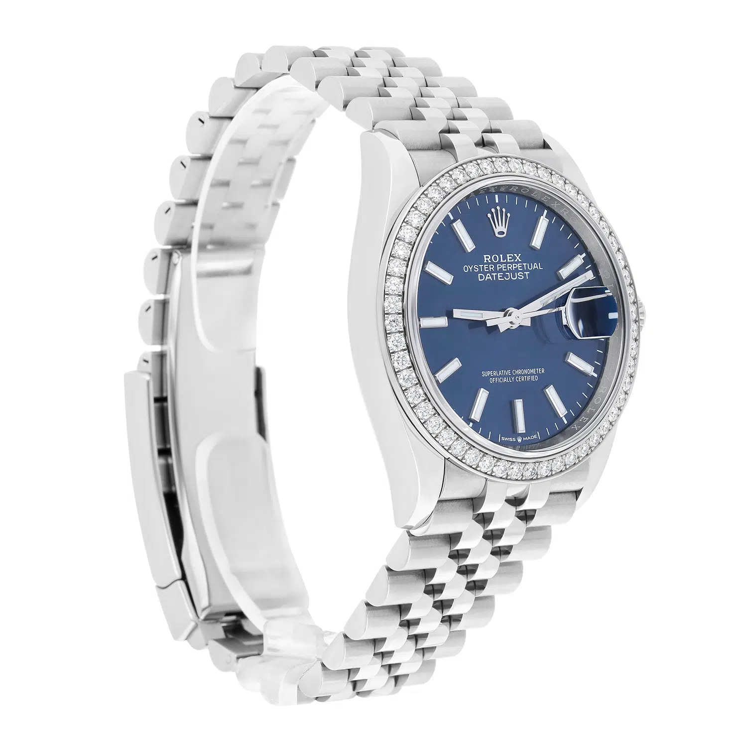 Rolex Datejust 36mm Steel Jubilee Blue Index Dial Diamond Bezel 126284RBR – image 6