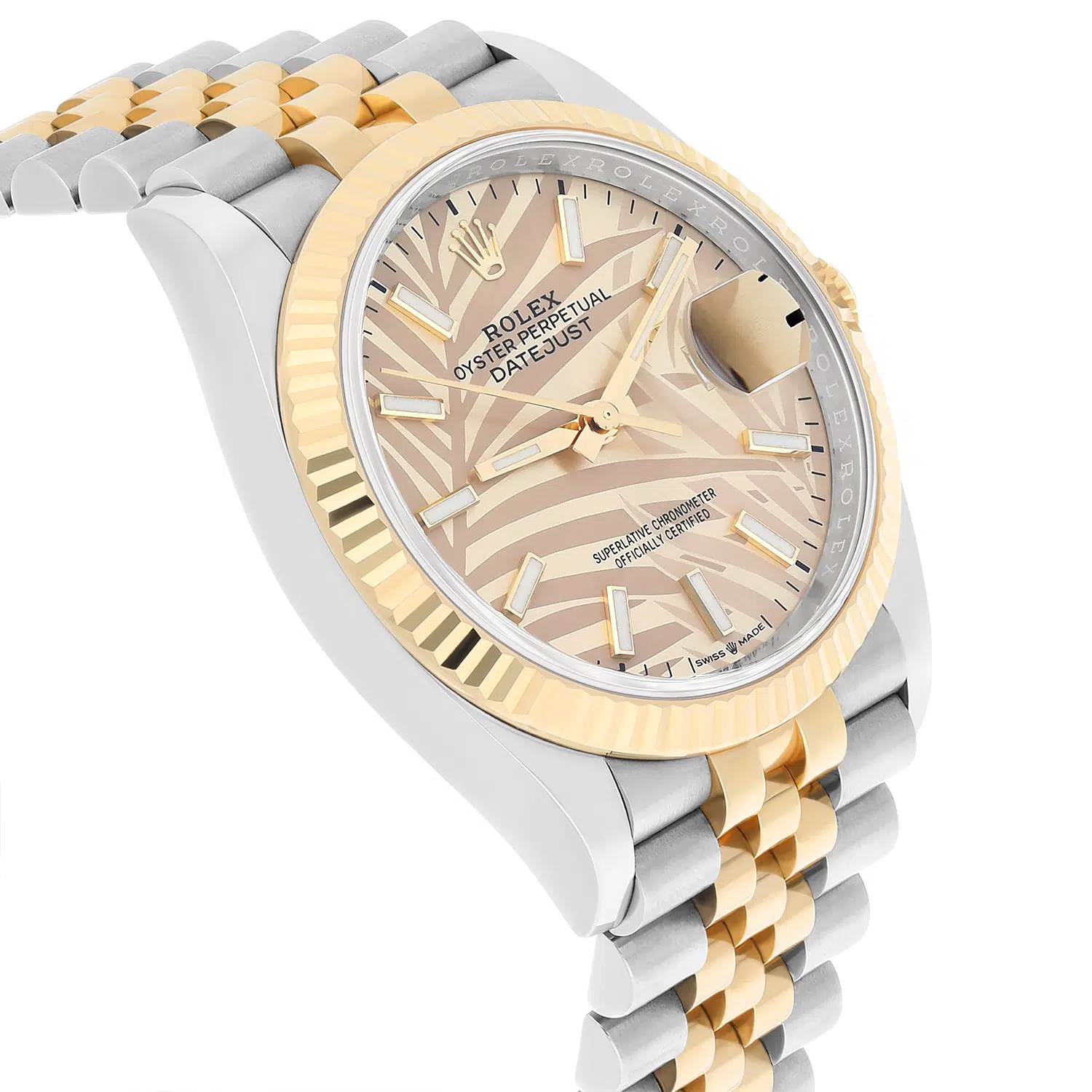 Rolex Datejust 126233-0037 36mm Two-Tone Yellow Gold Fluted Bezel Palm Motif Dial – image 5