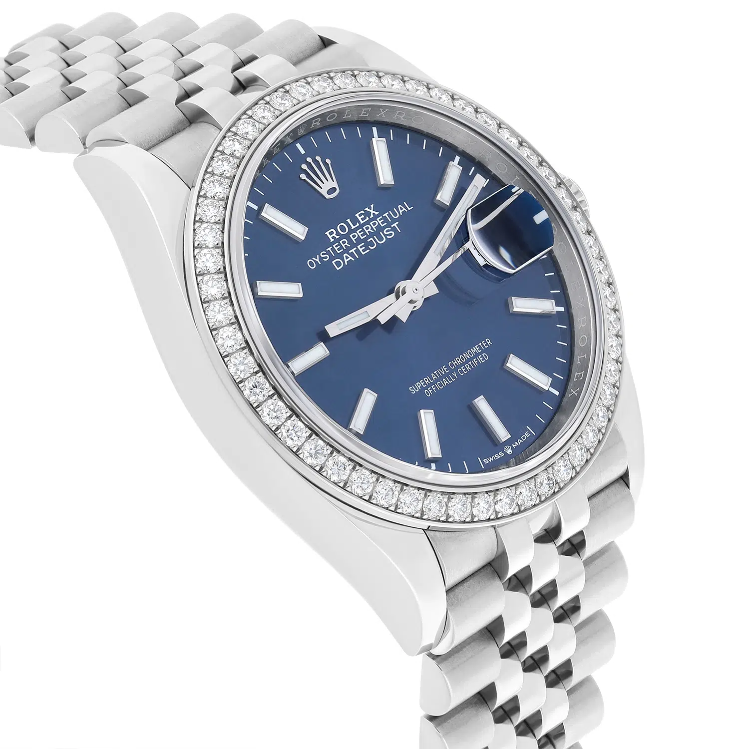 Rolex Datejust 36mm Steel Jubilee Blue Index Dial Diamond Bezel 126284RBR – image 5