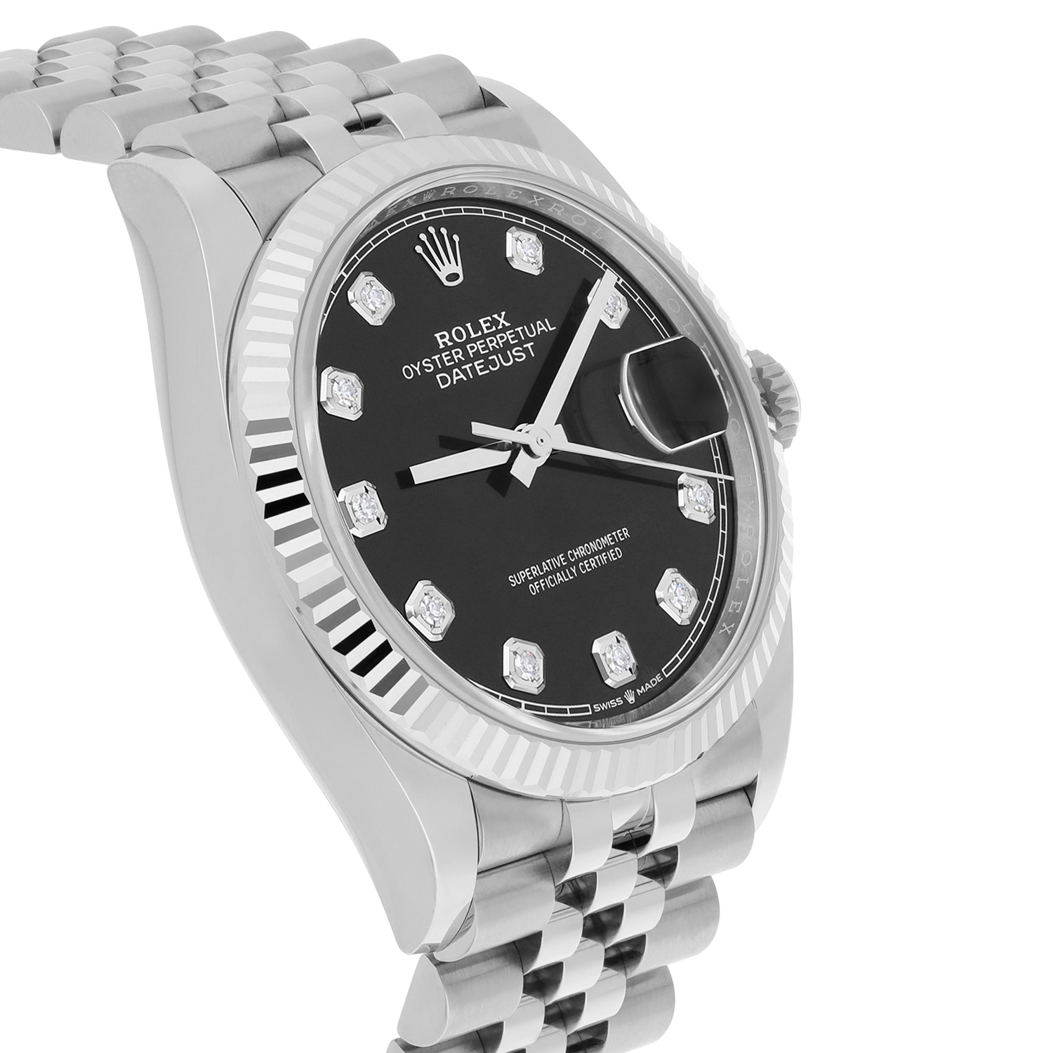 Rolex Datejust 126234 Steel 36mm Black Diamond Dial Jubilee Bracelet Box/Papers