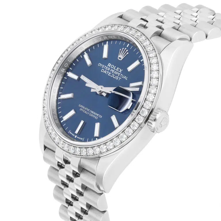 Rolex Datejust 36mm Steel Jubilee Blue Index Dial Diamond Bezel 126284RBR – image 3