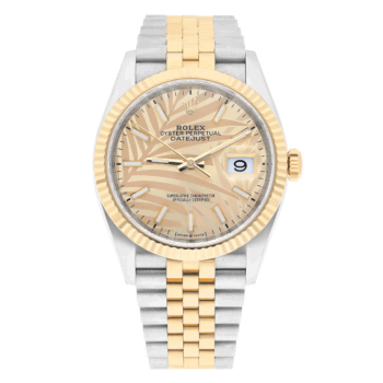 Rolex Datejust 126233-0037 36mm Two-Tone Yellow Gold Fluted Bezel Palm Motif Dial