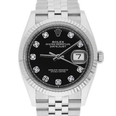 Rolex Datejust 126234 Steel 36mm Black Diamond Dial Jubilee Bracelet Box/Papers