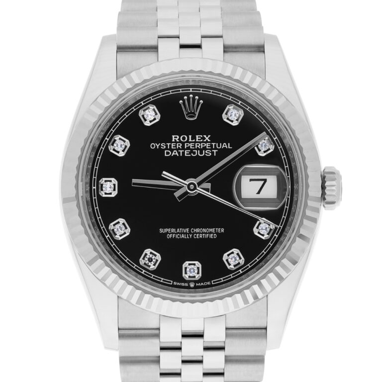 Rolex Datejust 126234 Steel 36mm Black Diamond Dial Jubilee Bracelet Box/Papers