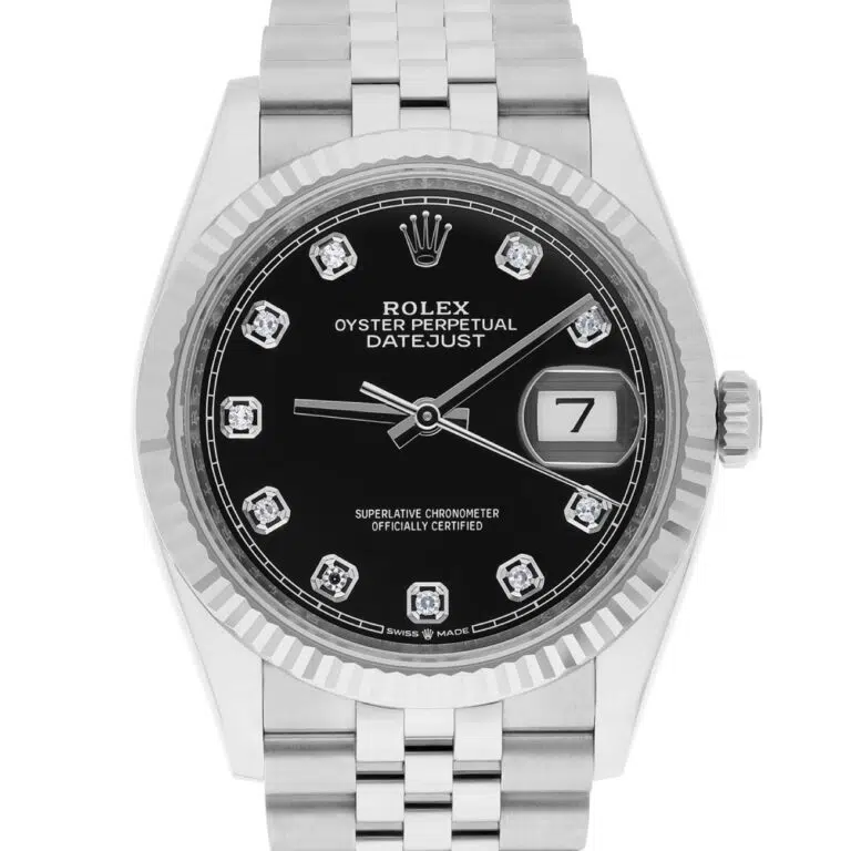 Rolex Datejust 126234 Steel 36mm Black Diamond Dial Jubilee Bracelet Box/Papers