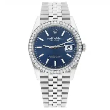 Rolex Datejust 36mm Steel Jubilee Blue Index Dial Diamond Bezel 126284RBR