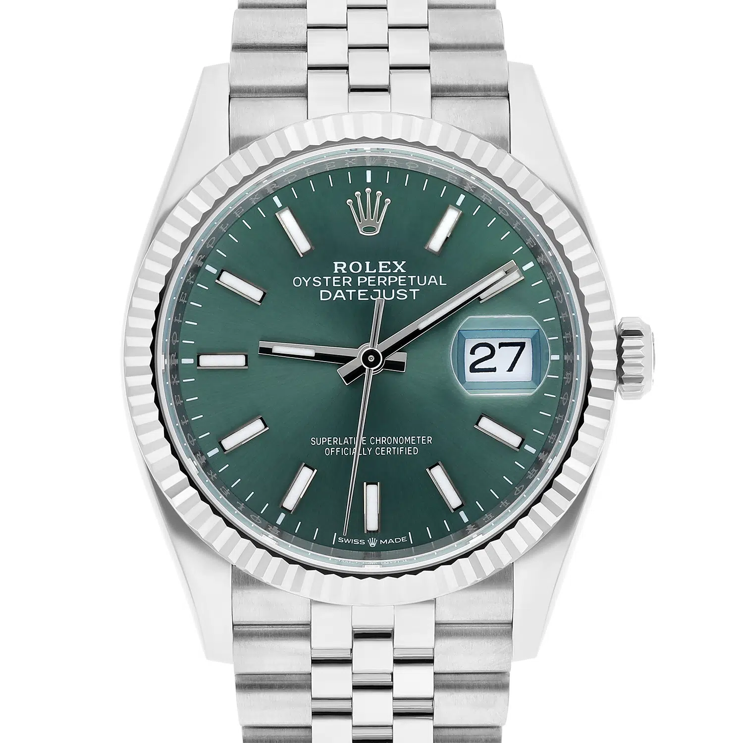 Rolex Datejust 36mm 126234-0051 Stainless Steel Mint Green Dial Jubilee Bracelet – image 2