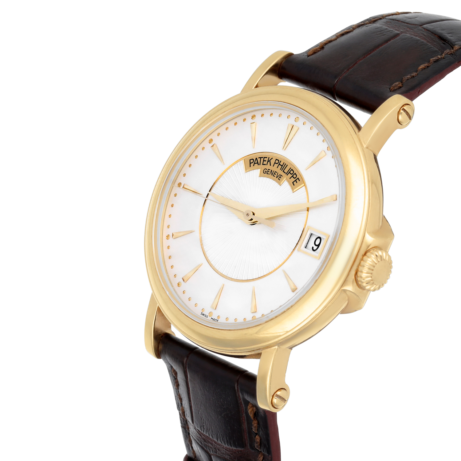 Patek Philippe 38mm Calatrava 5153j-001 Yellow Gold White Dial Leather Strap - Image 3