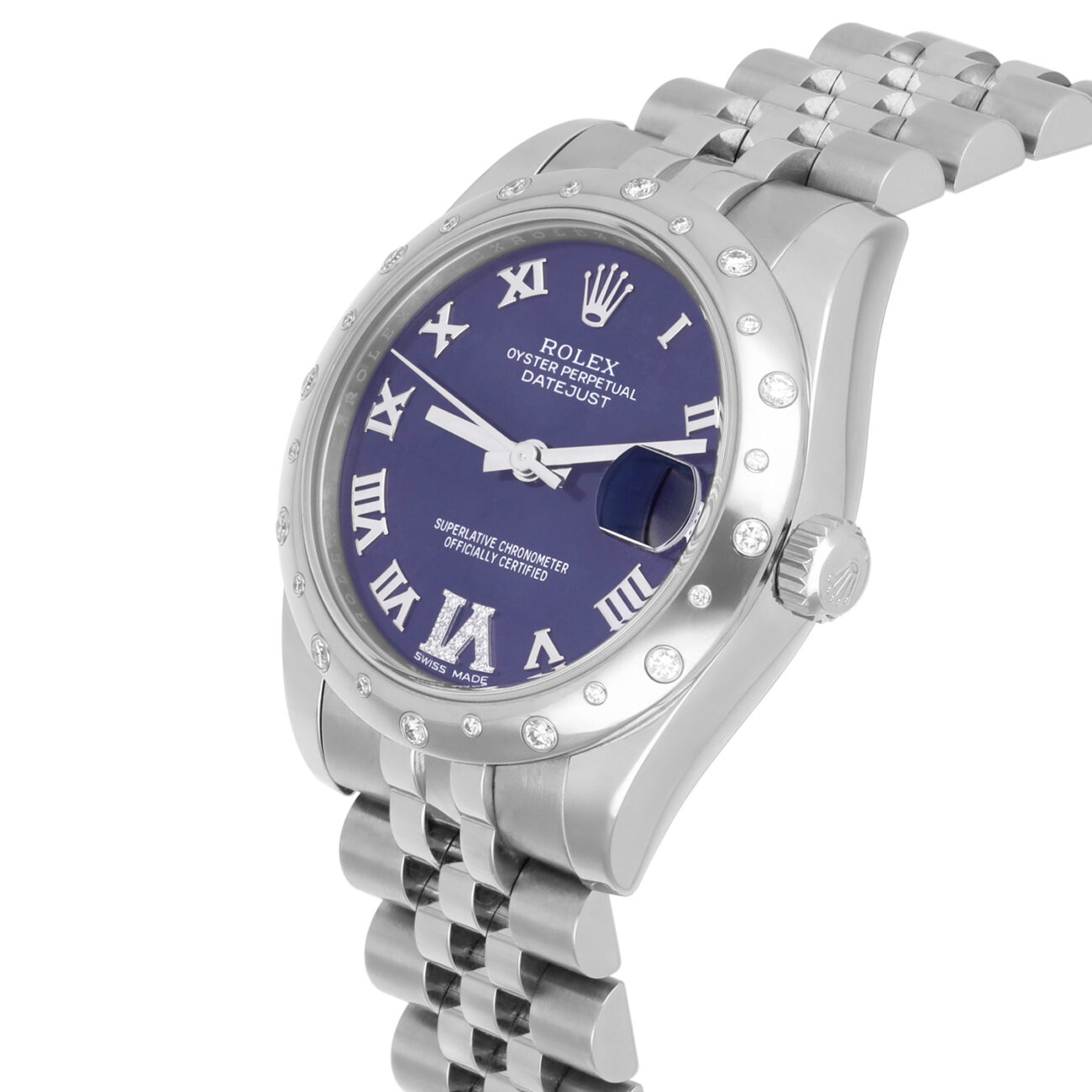 Rolex Datejust 31mm 178344 in Steel and White Gold with Purple Dial and Roman Numerals
