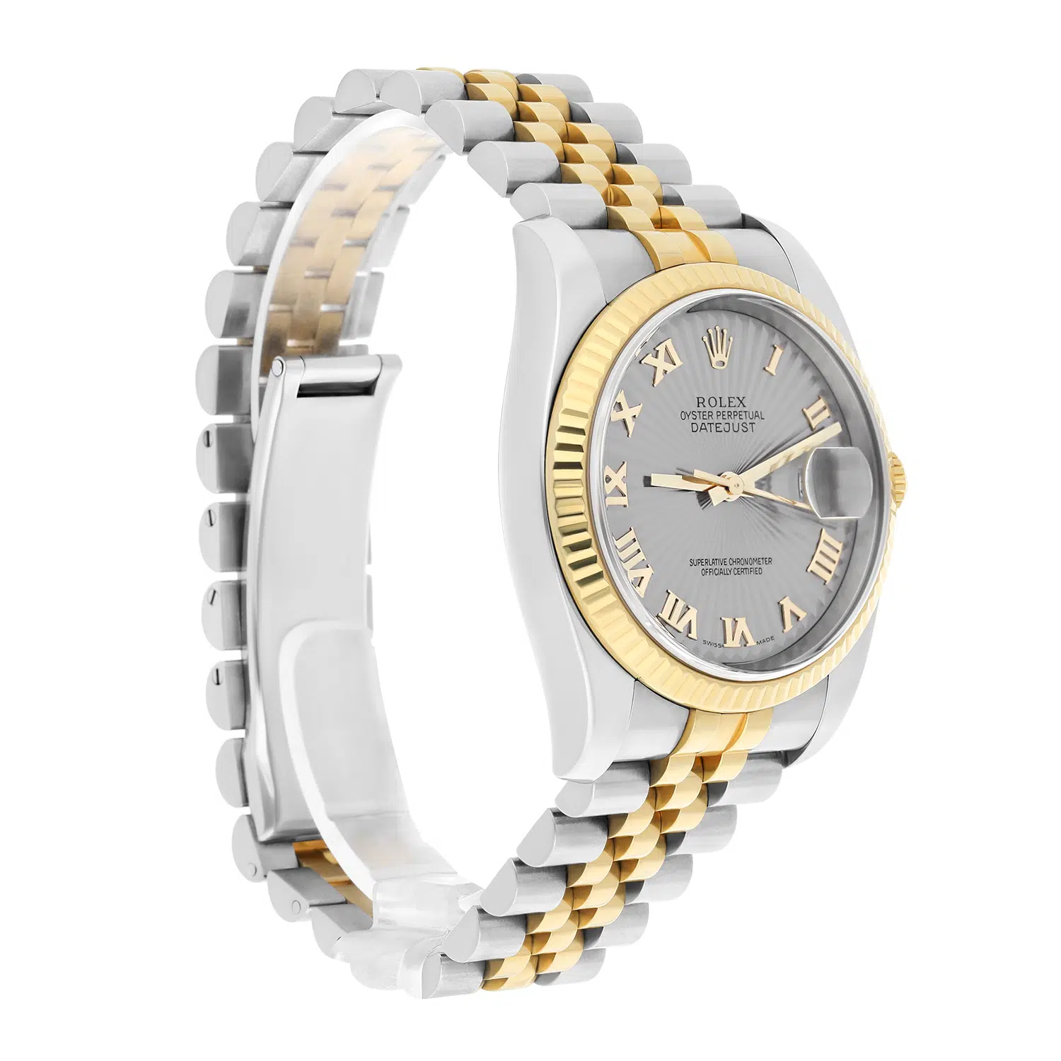 Rolex Datejust 36 Gold/Steel 116233 Silver Sunbeam Rare Dial Jubilee Box Papers – image 3