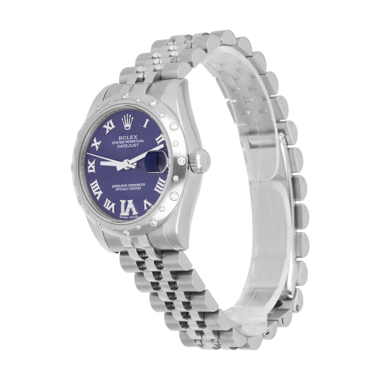Rolex Datejust 31mm 178344 in Steel and White Gold with Purple Dial and Roman Numerals