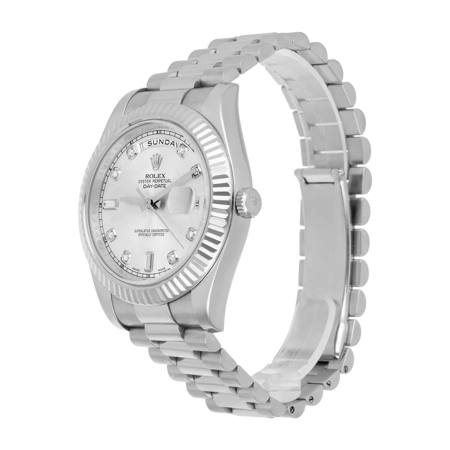 Rolex Day-Date II 218239-0006 41mm White Gold Silver Diamonds Dial - 2010 - Image 4