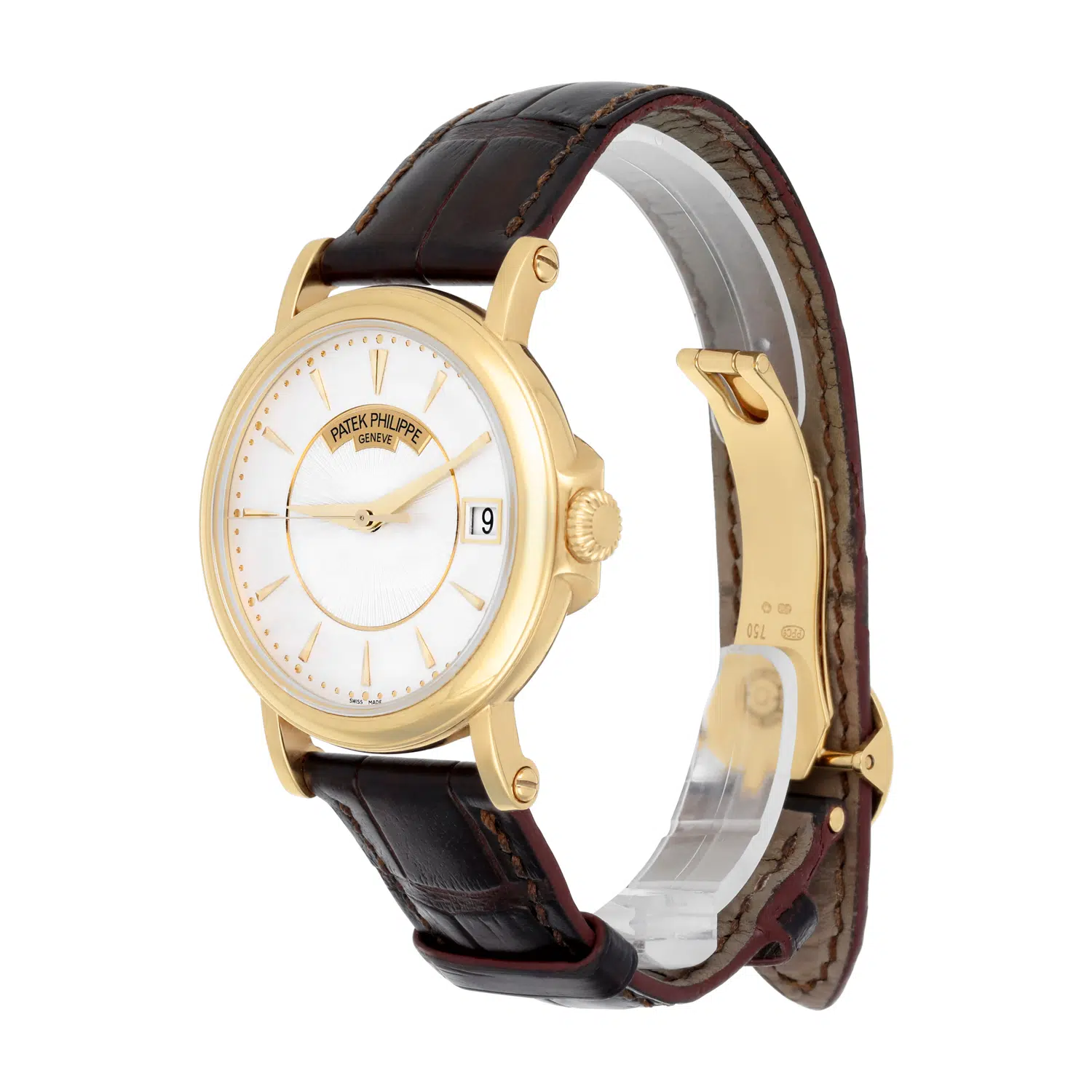 Patek Philippe 38mm Calatrava 5153j-001 Yellow Gold White Dial Leather Strap – image 4