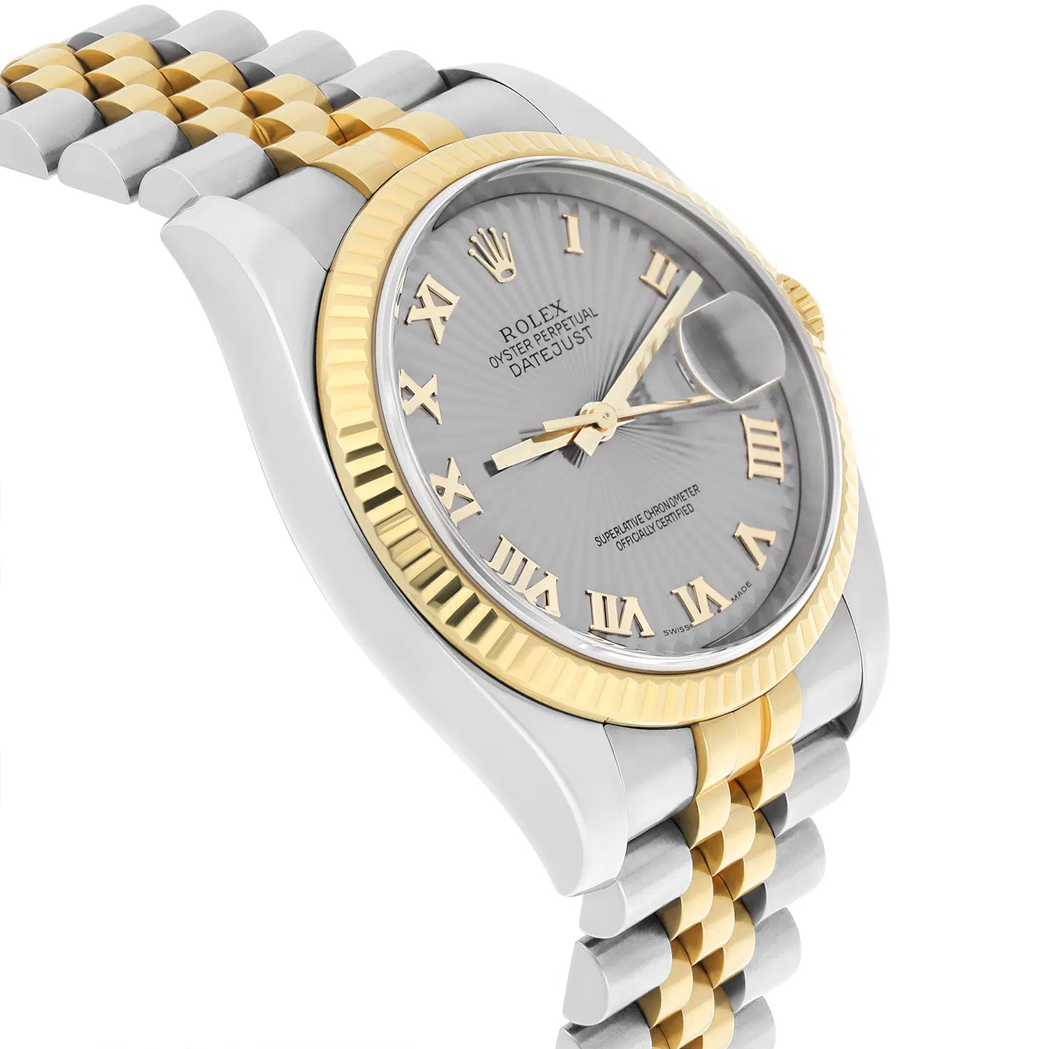 Rolex Datejust 36 Gold/Steel 116233 Silver Sunbeam Rare Dial Jubilee Box Papers – image 4