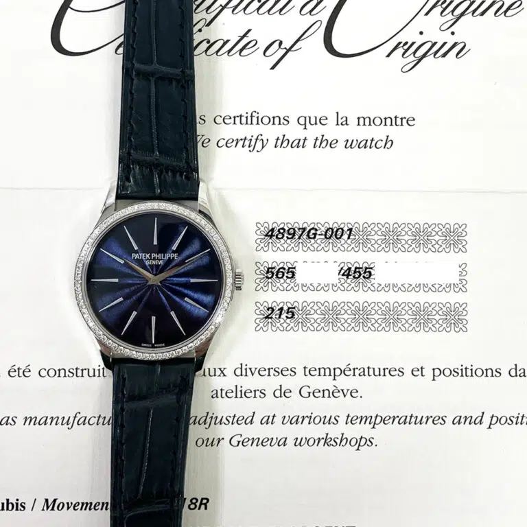 Patek Philippe Calatrava 4897G-001 Diamond Blue Dial Ladies White Gold Watch – image 2