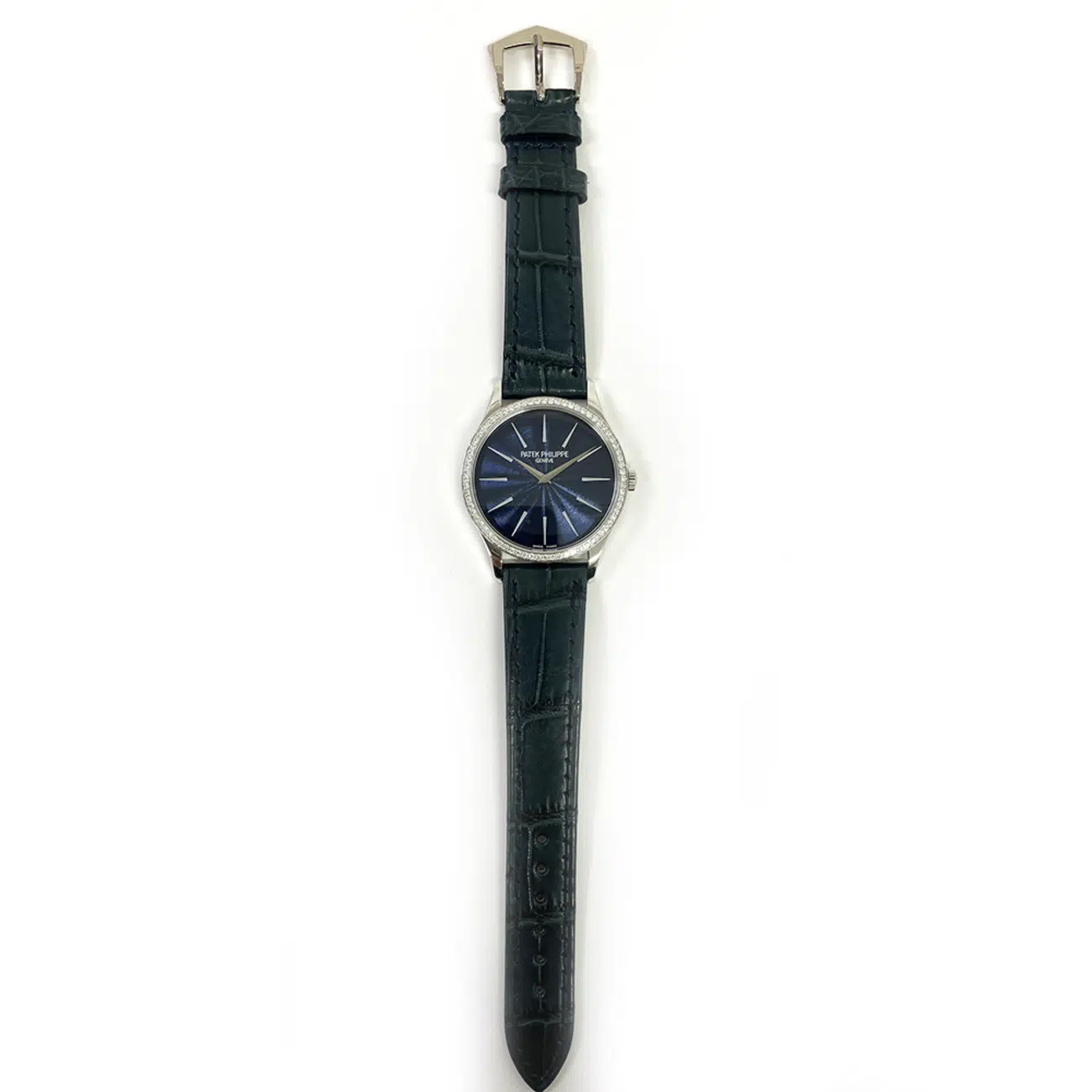 Patek Philippe Calatrava 4897G-001 Diamond Blue Dial Ladies White Gold Watch – image 3