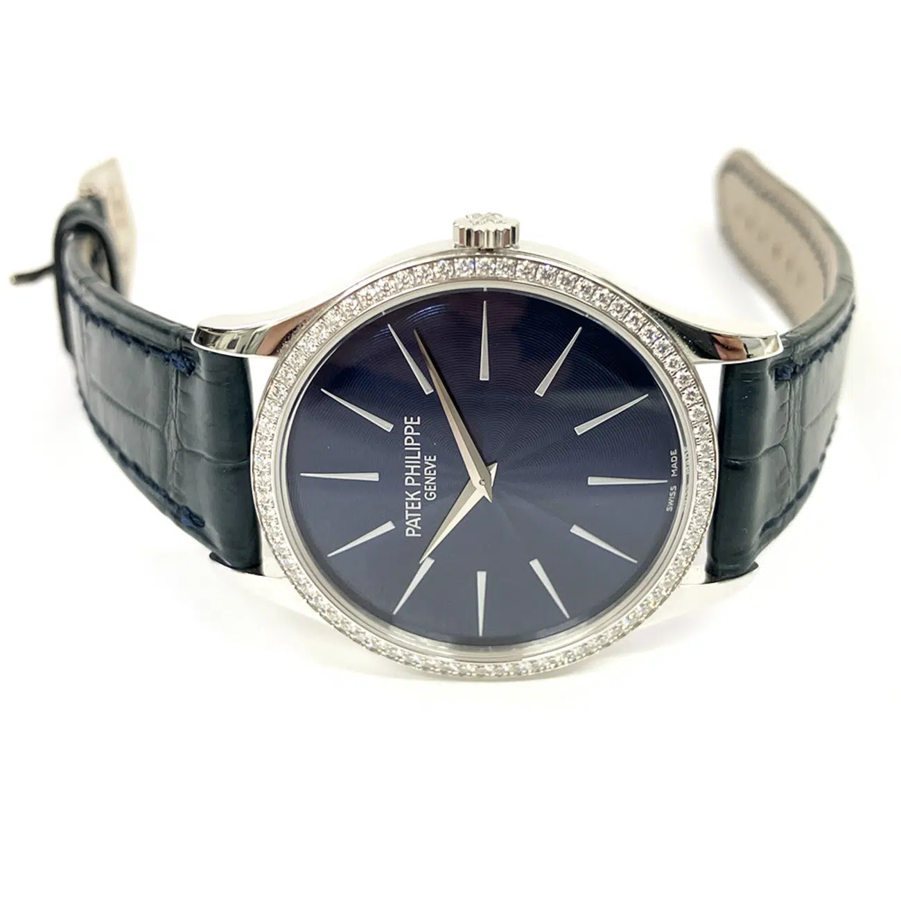 Patek Philippe Calatrava 4897G-001 Diamond Blue Dial Ladies White Gold Watch – image 4