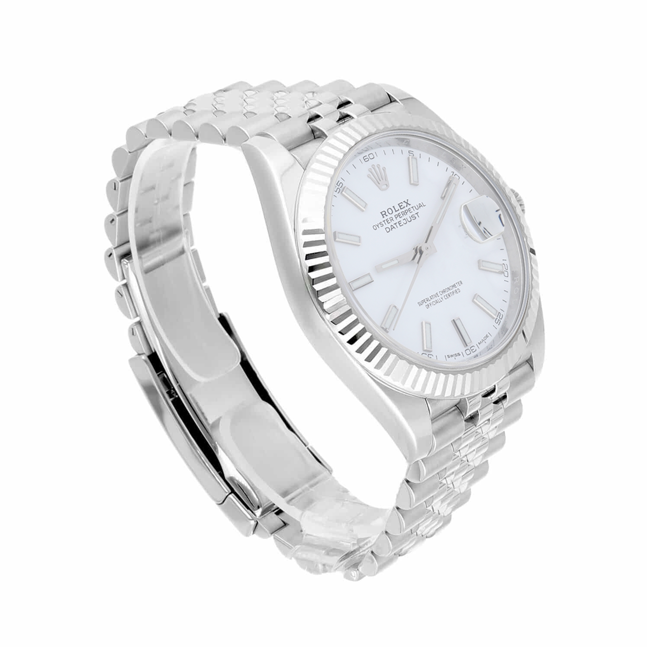Rolex Datejust 41mm 126334 18k White Gold Fluted Bezel Stainless Steel Jubilee White Dial 2017