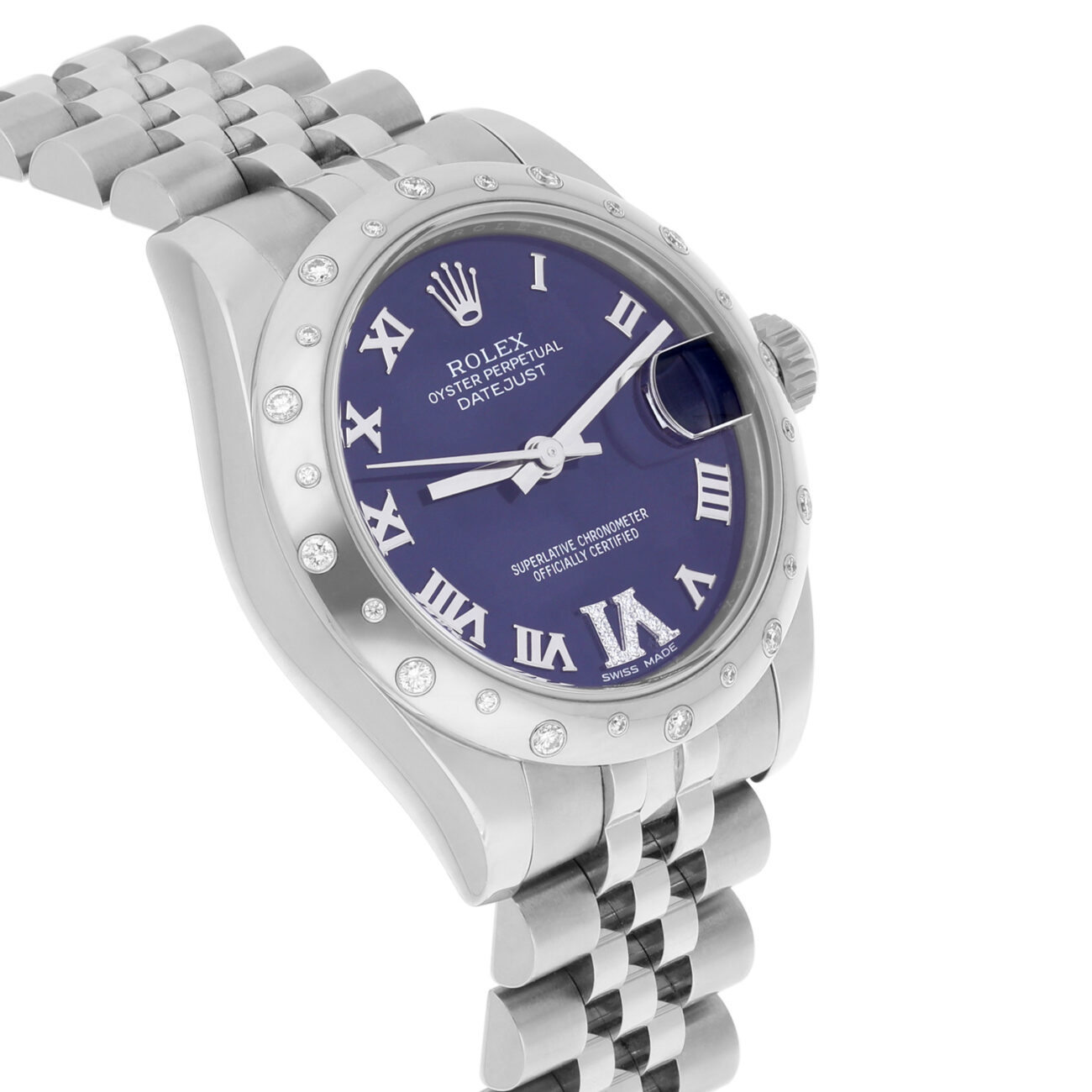 Rolex Datejust 31mm 178344 in Steel and White Gold with Purple Dial and Roman Numerals