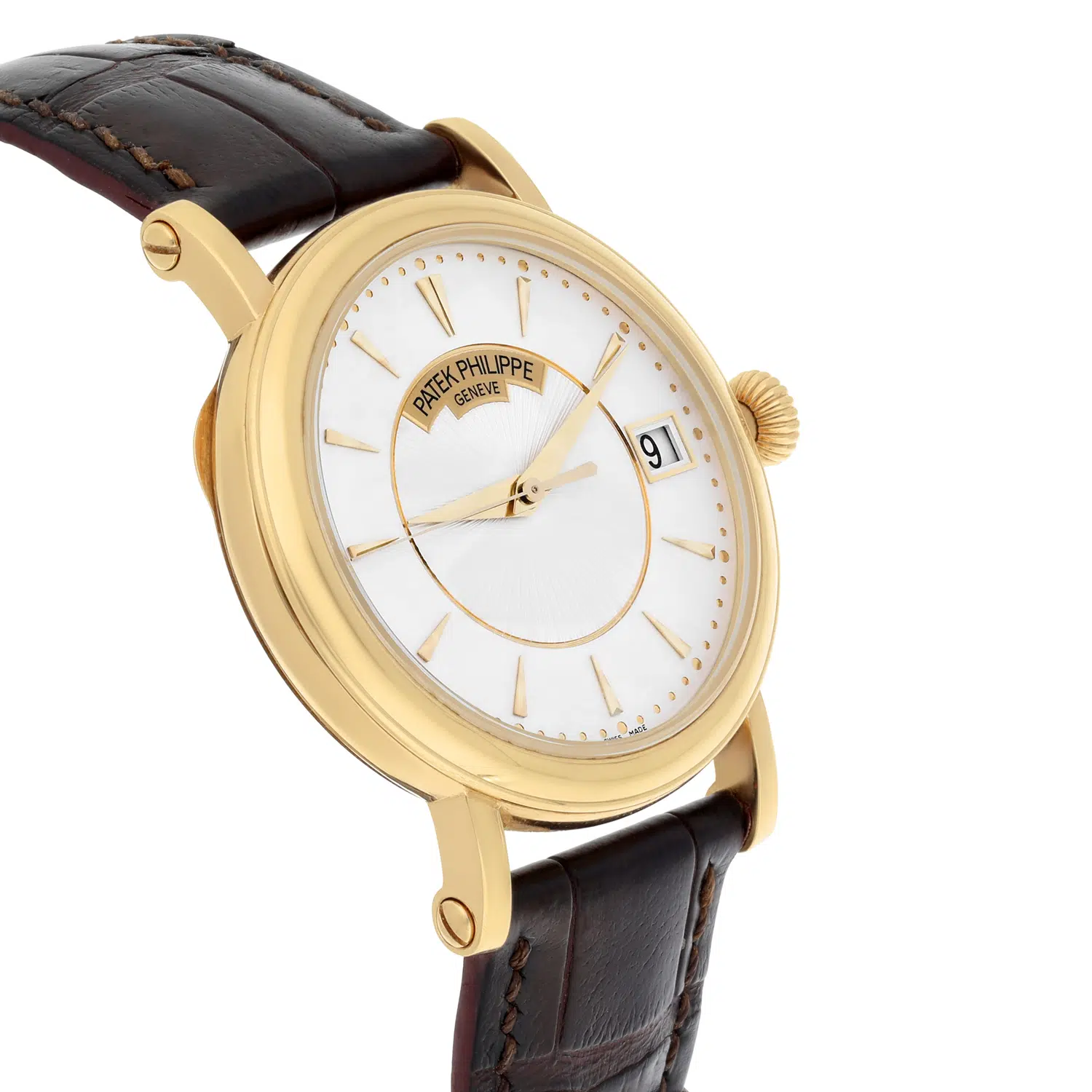 Patek Philippe 38mm Calatrava 5153j-001 Yellow Gold White Dial Leather Strap – image 5