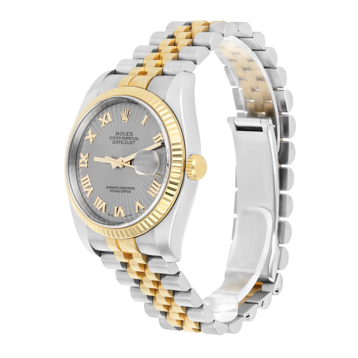 Rolex Datejust 36 Gold/Steel 116233 Silver Sunbeam Rare Dial Jubilee Box Papers – image 5