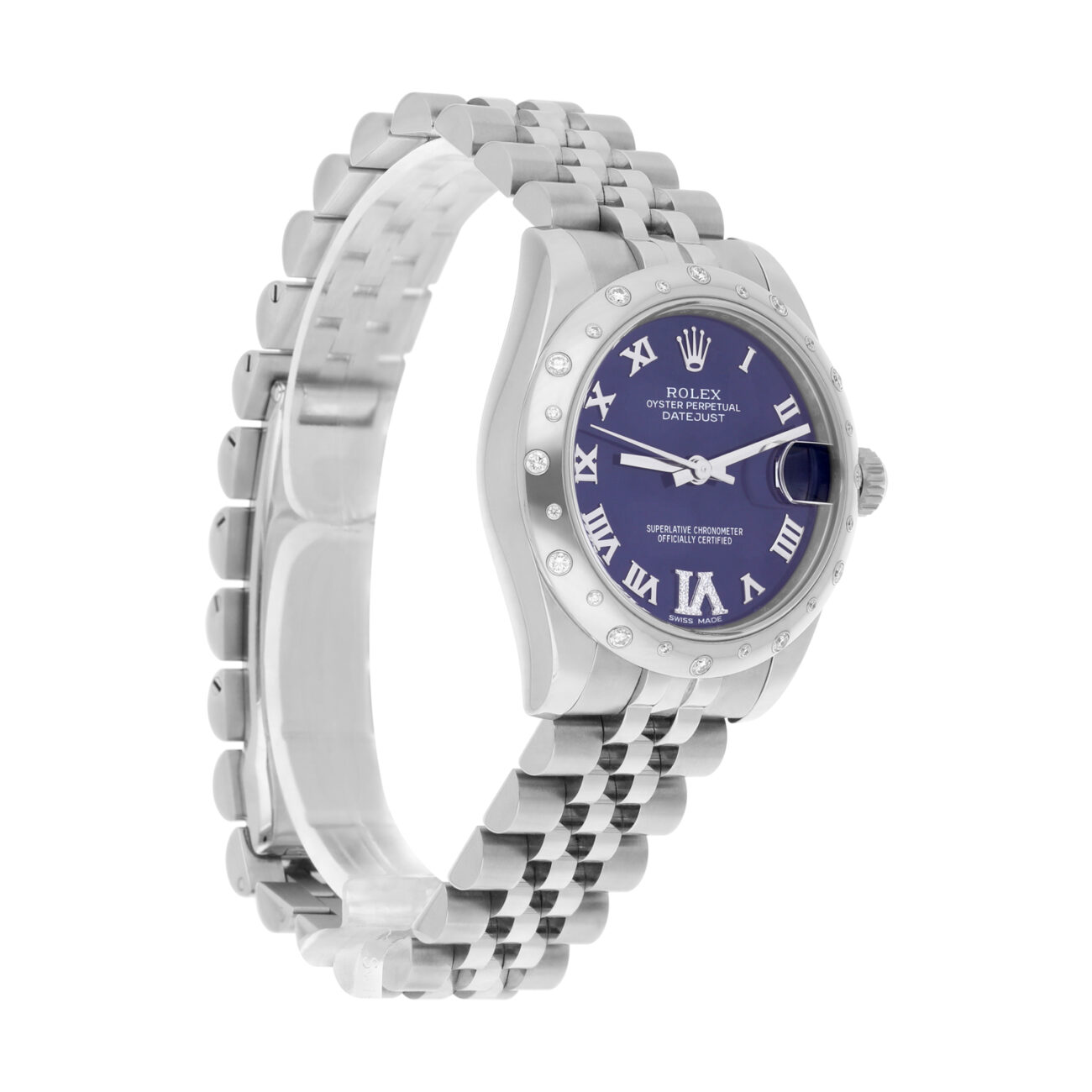 Rolex Datejust 31mm 178344 in Steel and White Gold with Purple Dial and Roman Numerals