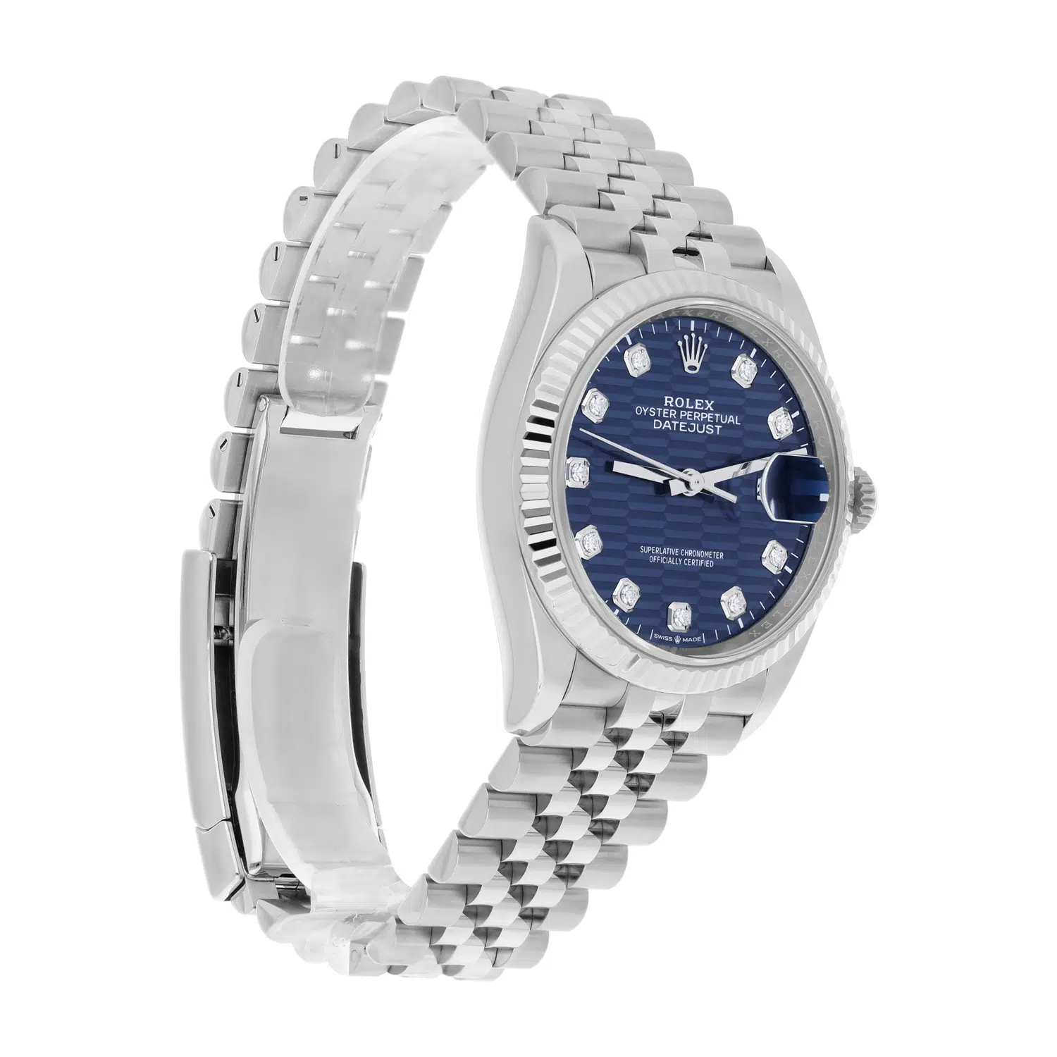 Rolex Datejust 126234 36mm Bright Blue Motif Diamond Dial, Fluted Bezel, Jubilee Bracelet  2023 – image 6