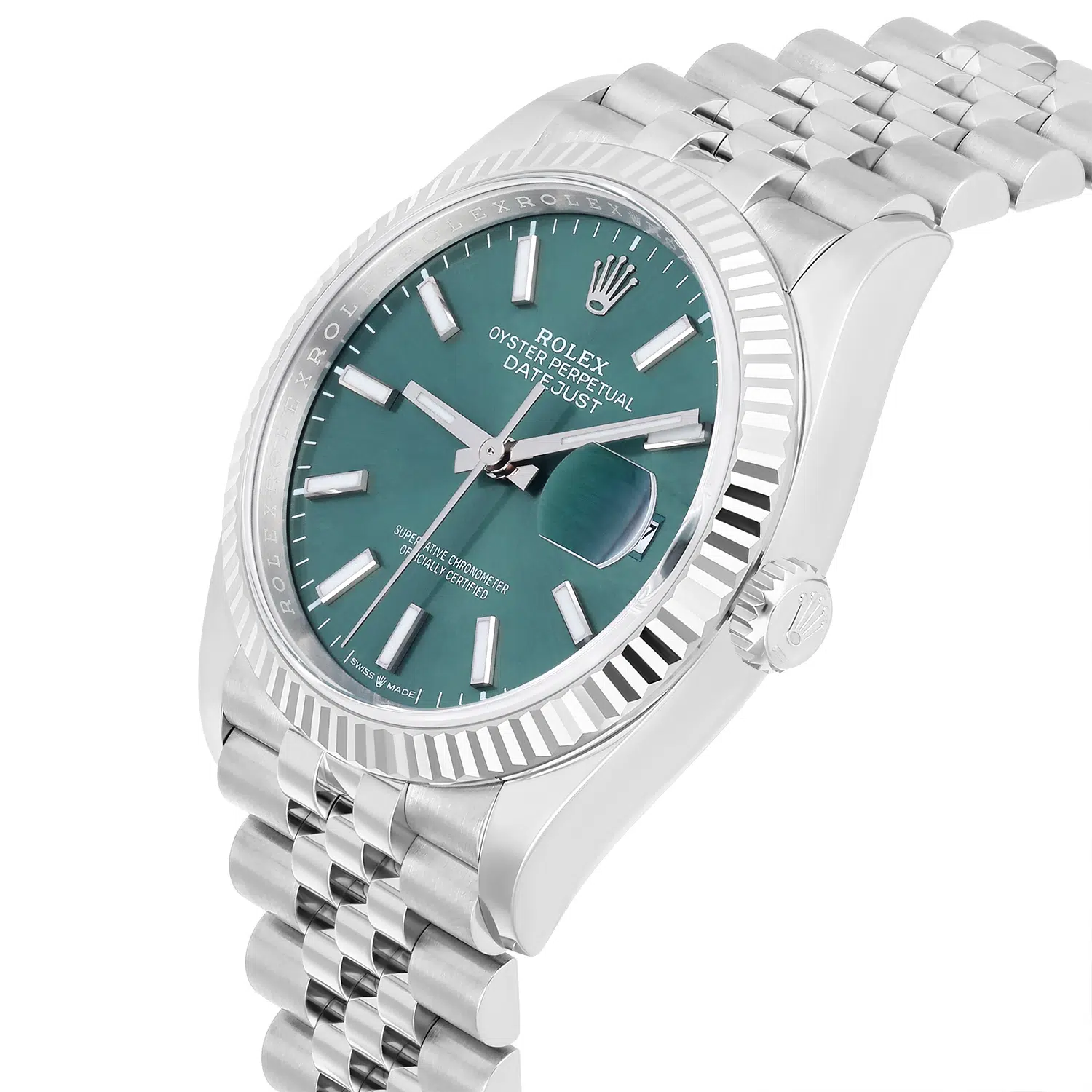 Rolex Datejust 36mm 126234-0051 Stainless Steel Mint Green Dial Jubilee Bracelet – image 6
