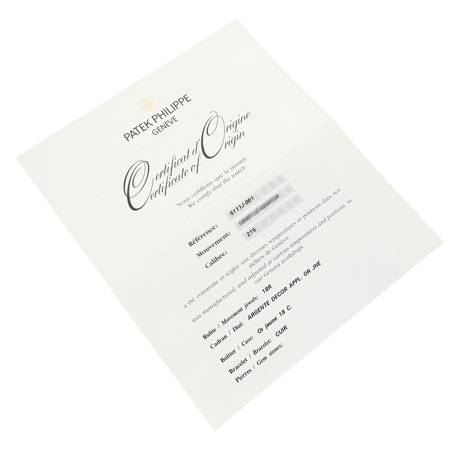 Patek Philippe Gondolo 5111J-001 Yellow Gold with Brown Alligator Leather Watch Grey Dial 2019 - Sealed - Image 4